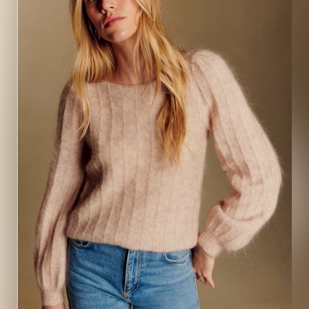 Sezane Aretha Sweater beige mohair wool size medium
